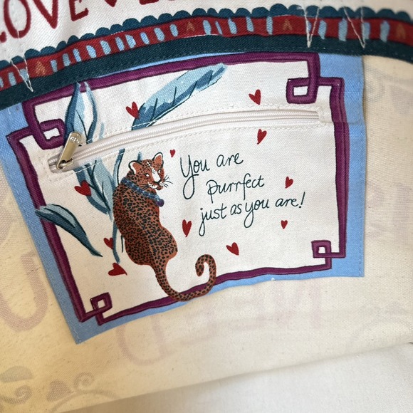 Brighton Canvas Bag 14"x15" Love Is All You Need Bella Tile Tote Floral NWT - Picture 9 of 11